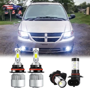 For 2001-2007 Dodge Grand Caravan 4X LED Headlight Bulbs Hi/Lo + Fog Light 6000K - Picture 1 of 12