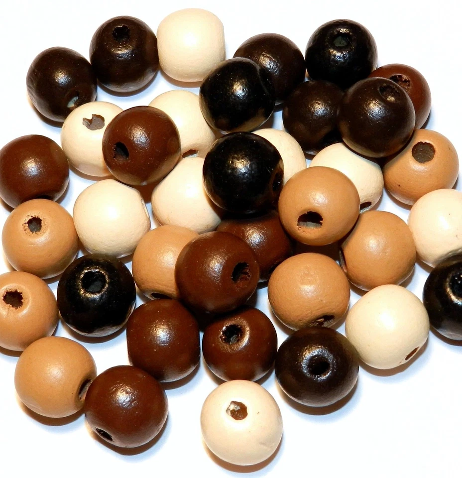 Cuentas de madera semi-redondas WL148 surtidas tono tierra marrón 14 mm 110 piezas Foto 1 de 1