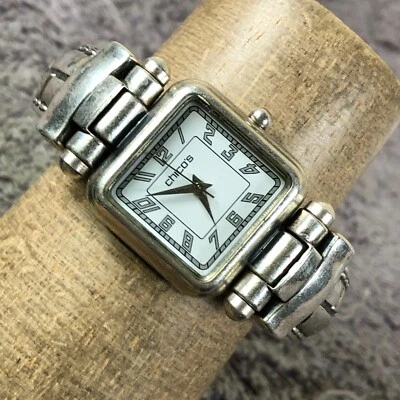 Chico's Women CH-203 Dress Silver Tone Bangle Square Quartz Analog 25mm Watch 6" - Image 1 of 4