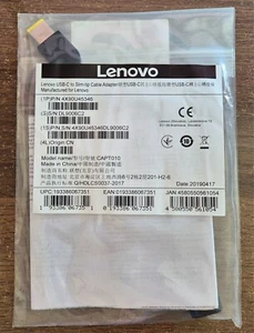 Genuine Lenovo USB-C Female to Slim Tip Male Cable Adapter (Part No. 4X90U45346) - Photo 1/6