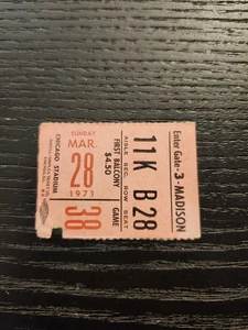 1971 Chicago Blackhawks Ticket Stub VS Montreal- Ken Dryden Rc - 1st Win Chicago - Picture 1 of 3