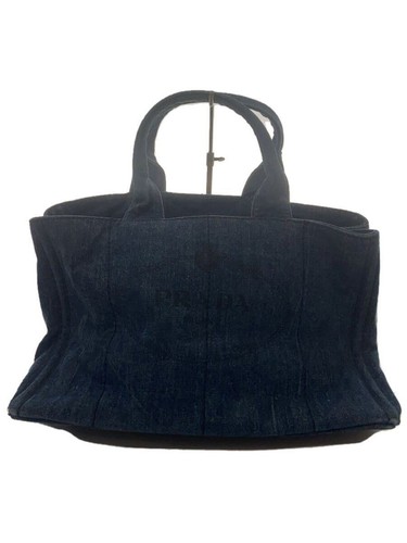Sac fourre tout PRADA Canaba denim bleu imprimé teinté occasion