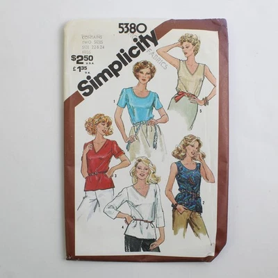 Simplicity 5380 Pullover Tops Patterns Women's Size 22 & 24 (1981) - Image 1 of 4