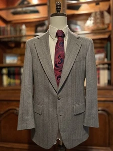 VTG Polo Ralph Lauren Mens 40R Jacket 32x32 Gray Herringbone 2-Piece Suit - Picture 1 of 12
