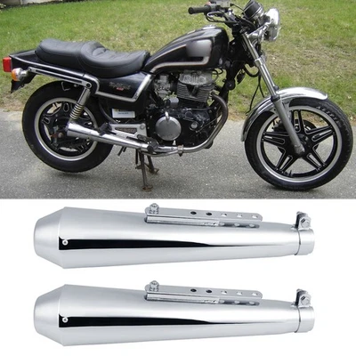 2x Motorcycle Exhaust Muffler Silencer Pipes For Honda Nighthawk 250 450 550 650 - Image 1 of 4