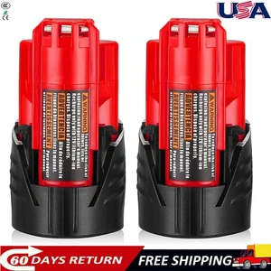 2X Replace Milwaukee M12 3.5A hLithium Cordless 12 Volt Battery 48-11-2440 M12B6 - Picture 1 of 9