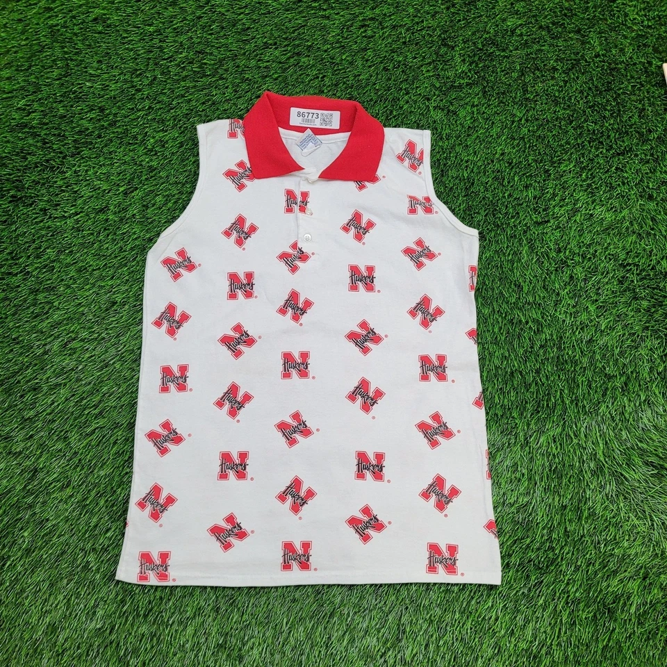 Vintage 80s Nebraska-Cornhuskers Polo Shirt Womens M 19x26 USA - Image 1 of 4