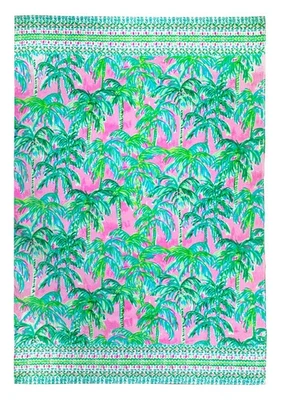 Lilly Pulitzer Large Beach Towel 40 x 70 Pink Green Palm Tree Print - Image 1 of 4