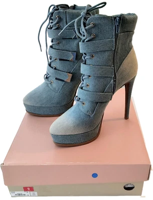 Thalia Sodi 女式 Sasha 系带厚底连衣裙牛仔靴 9 M — 第 1/4 张图片