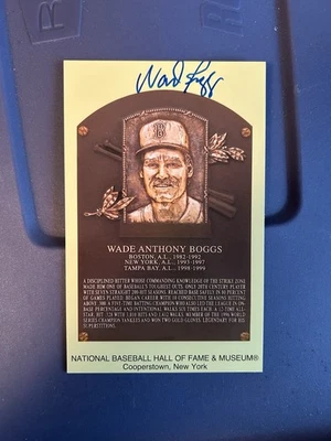Wade Boggs Autographed National Baseball Hall Of Fame Postcard COA JSA - Image 1 of 2