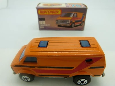 Matchbox Lesney Superfast 68 Chevrolet Van BLACK & RED Decals in Original Box - Image 1 of 4