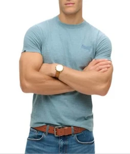 Superdry Mens Essential Logo T-Shirt Desert Sky - Picture 1 of 11