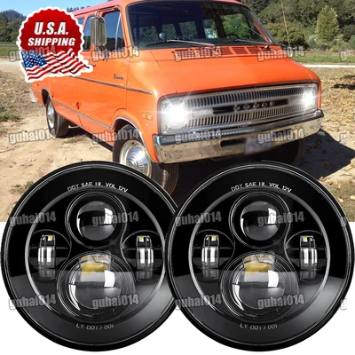 Nuevo ajuste para Dodge B100 B200 B300 1971-1978 furgoneta 2 piezas 7" faros LED redondos Foto 1 de 4