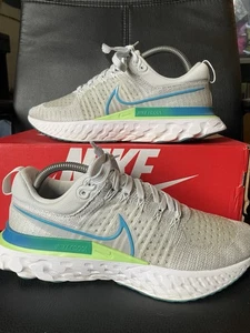 Nike React Infinity Run Flyknit 2 Pure Platinum Laser Blue Mens UK 8 CT2357-007 - Picture 1 of 7