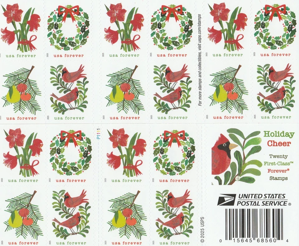 Scott# 6033-6036 HOLIDAY CHEER STAMPS 2025 FOREVER STAMPS MNH BOOKLET of 20 - Image 1 of 1