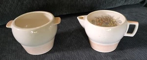 AMERICAN LIMOGES TRIUMPH *OSLO* VINTAGE 40ER JAHRE SAHNEKÄNNCHEN & ZUCKER SET ROSA OHNE DECKEL - Bild 1 von 6