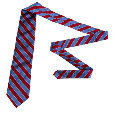 Corbata irregular Brooks Brothers para hombre a rayas azules toda seda hecha a mano en EE. UU. Foto 1 de 4