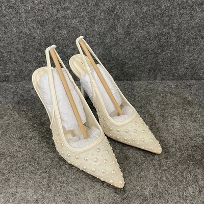 ALDO Perlado Slingback Tacón Alto Para Mujer Talla US 5 B Blanco Foto 1 de 4