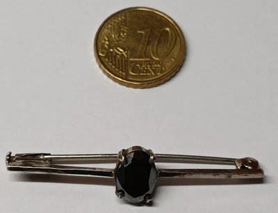 Ancienne Broche En metal gris, avec une pierre noire 10 X 8 mm, avec poincon - Photo 1/4