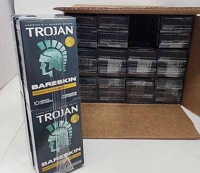 1 Estuche Trojan Bareskin Premium Condón Lubricado Fino 48 Cajas de 10 Exp 02/30 Foto 1 de 4