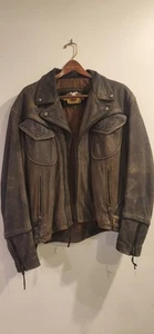 Vintage Harley Davidson Billings Down Distressed Leather Mens Jacket Size XL - Picture 1 of 5