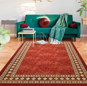 Alfombras Bordered Modern Non-Slip Low Pile Rubber Backing Indoor Area Rugs - Picture 1 of 105