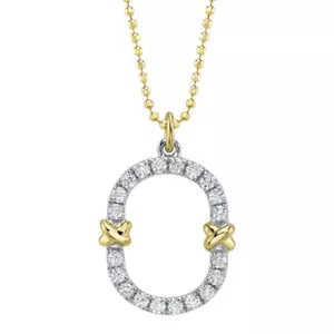 14K Gold Diamond Oval Halo Pendant Necklace 0.31 CT - Picture 1 of 2