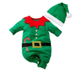 My First Christmas Baby Girl Boy Romper Newborn Clothes Long Sleeve Plaid Jum... - Picture 1 of 8