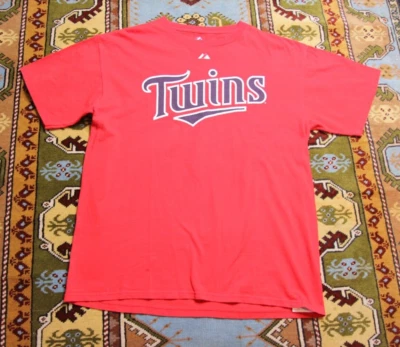 Camiseta Majestuosa Joe Mauer Roja Talla L de los Mellizos de Minnesota-T,  Foto 1 de 4