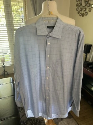 Camisa de vestir Burberry London para hombre azul a cuadros con bolsillo talla 15 1/2-33 Foto 1 de 4