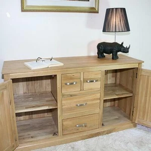 Oak Sideboard No Veneers | Solid Oak Cabinet Cupboard Storage Unit 143cm - Picture 1 of 6