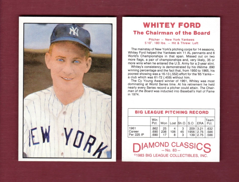 Diamond Classics 2: #83 WHITEY FORD, Yankees (1983 Big League Collectibles) - Image 1 of 1