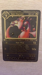 Pokemon Black METAL card for display/gift 1st Edition Dark Charizard Team Rocket - Picture 1 of 2