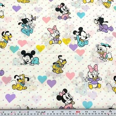 Vintage 1984 Pastel Hearts Baby Peter Pan Fabrics Cotton Blend Remnant 16" x 44" - Image 1 of 2
