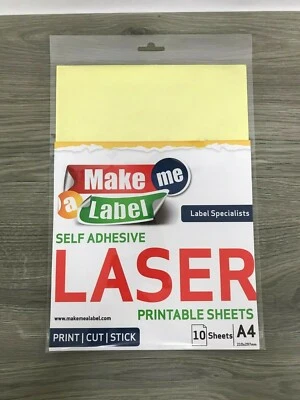 10 A4 Premium SHINNY GOLD Self Adhesive LASER Printable PET Vinyl Sticker Sheets - Image 1 of 3