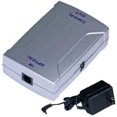 TOSLink SPDIF Optical to RCA Coax Coaxial Digital Audio Adapter Converter Box - Image 1 of 3