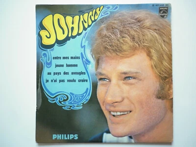 Johnny Hallyday 45T EP vinyle Entre Mes Mains / Jeune Homme poch verso fan club - Photo 1/2