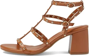 NEW Anne Klein Women's Ruth-s Pump Shoes Block Heel Sandal Strap Taupe Cognac 7 - Picture 1 of 5