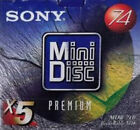 5 x Sony Mini Disc 74 Premium - MDW-74D - NEU NEW SEALED