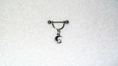 Anillo de pezón de cristal luna creciente joyería corporal barra se vende como par de pezones Foto 1 de 2