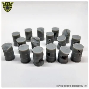 8x Damaged Oil Drum Barrels Scatter 28mm Modern Scifi wargaming resin scatter - Picture 1 of 4