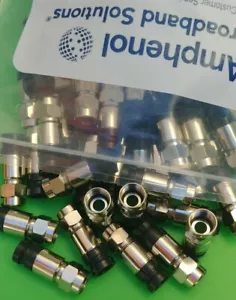(50 PIEZAS/BOLSA) Conector de compresión coaxial Amphenol TFC-QC2QS-06U-3LC-NEGRO RG6 - Imagen 1 de 2