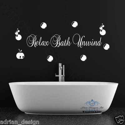 Relax Bath Unwind Wall Sticker Quote Art  S6 vinyl decal DECOR bathroom - Image 1 of 4