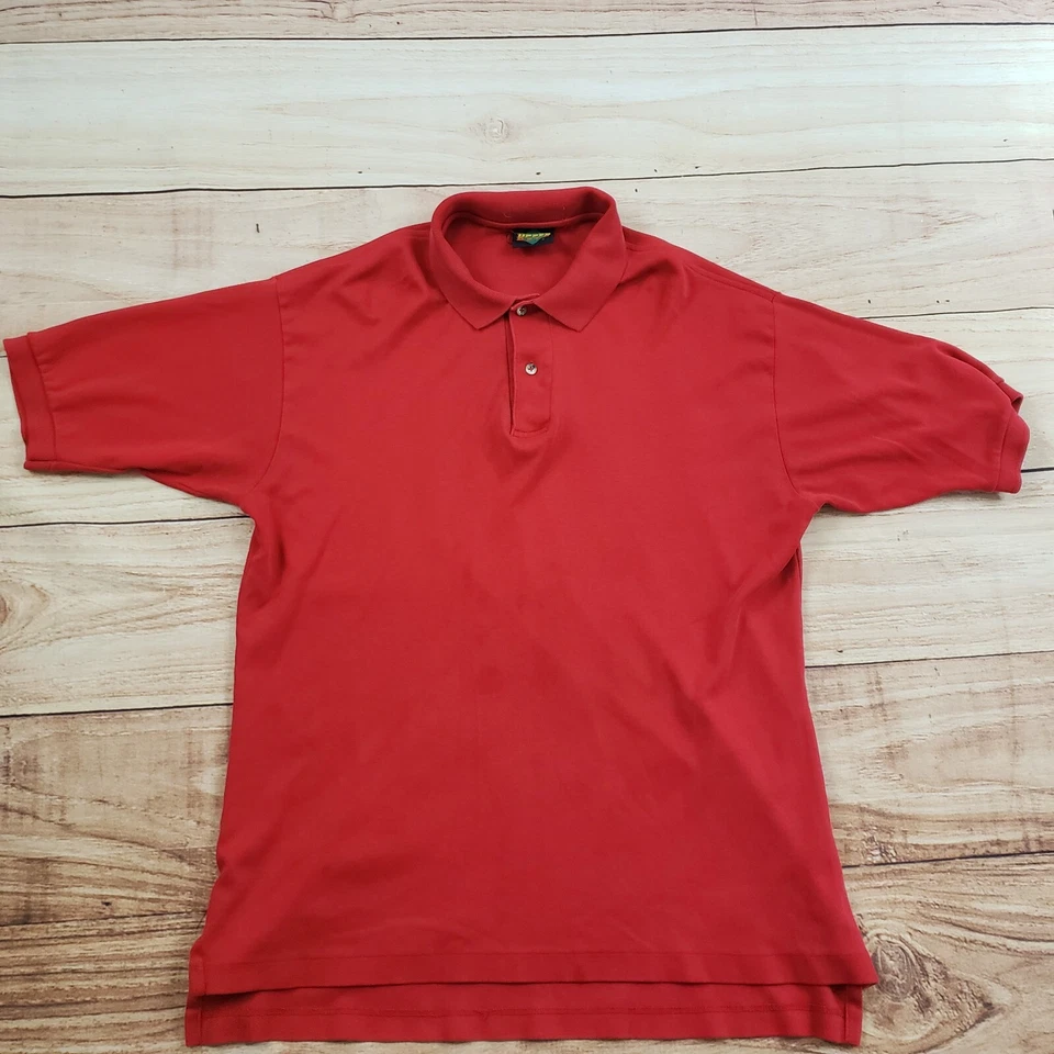 VINTAGE Camisa Polo Cubierta Superior Para Hombres Grande Roja Exterior Tarjetas de Béisbol Adulto Años 90 * Foto 1 de 4
