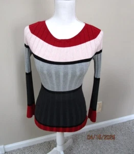 White House Black Market Multicolor Striped Top Long Sleeve Size Slim Stretch S - Picture 1 of 4
