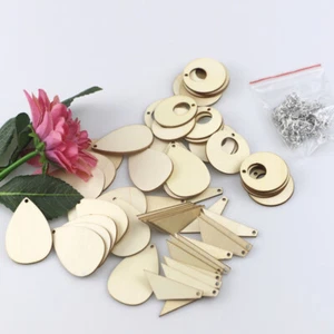 60 Pcs Earring Hooks Wooden Blanks Jewelry Making Accessories Earrings - Picture 1 of 11