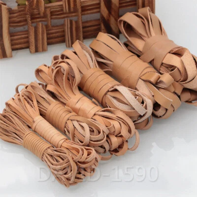 Cuerda de encaje de cuero real plana de vaca de 2 mm-10 mm de ancho cuerda de encaje de alta calidad Foto 1 de 4