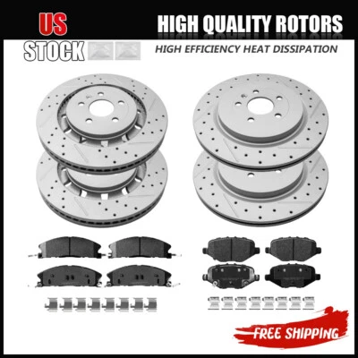 Rotores perforados delanteros traseros + almohadillas de cerámica para Ford Explorer Flex Lincoln MKT MKS Foto 1 de 4