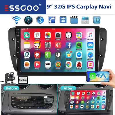 ESSGOO Autoradio Für Seat Ibiza 6j 2009-2013 GPS Sat Navi WIFI BT Android 14 Bluetooth