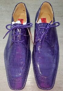 mens NEW NWT purple DRESS SHOES size 14 alligator look design laces HALLOWEEN @@